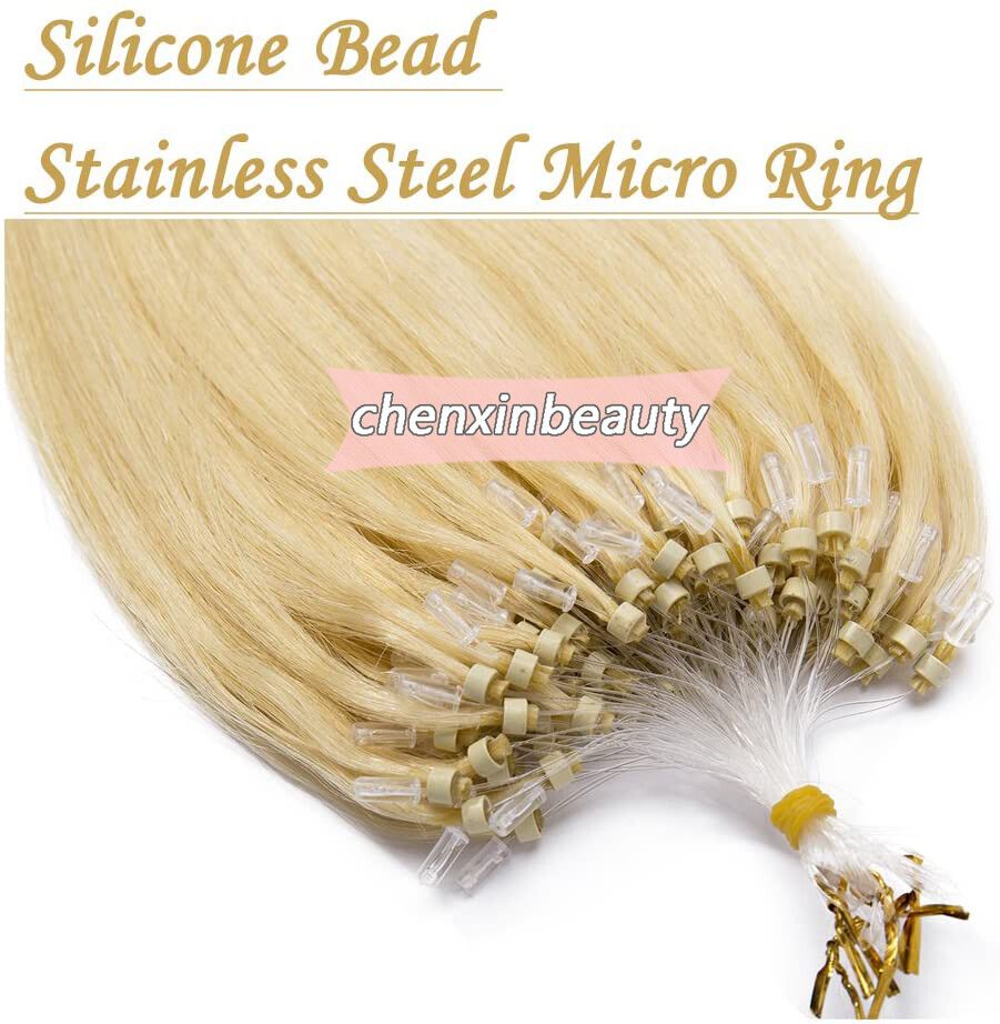 Micro Ring Beads Link Hair Extensions Real Human Hair Russian Remy Hair Straight