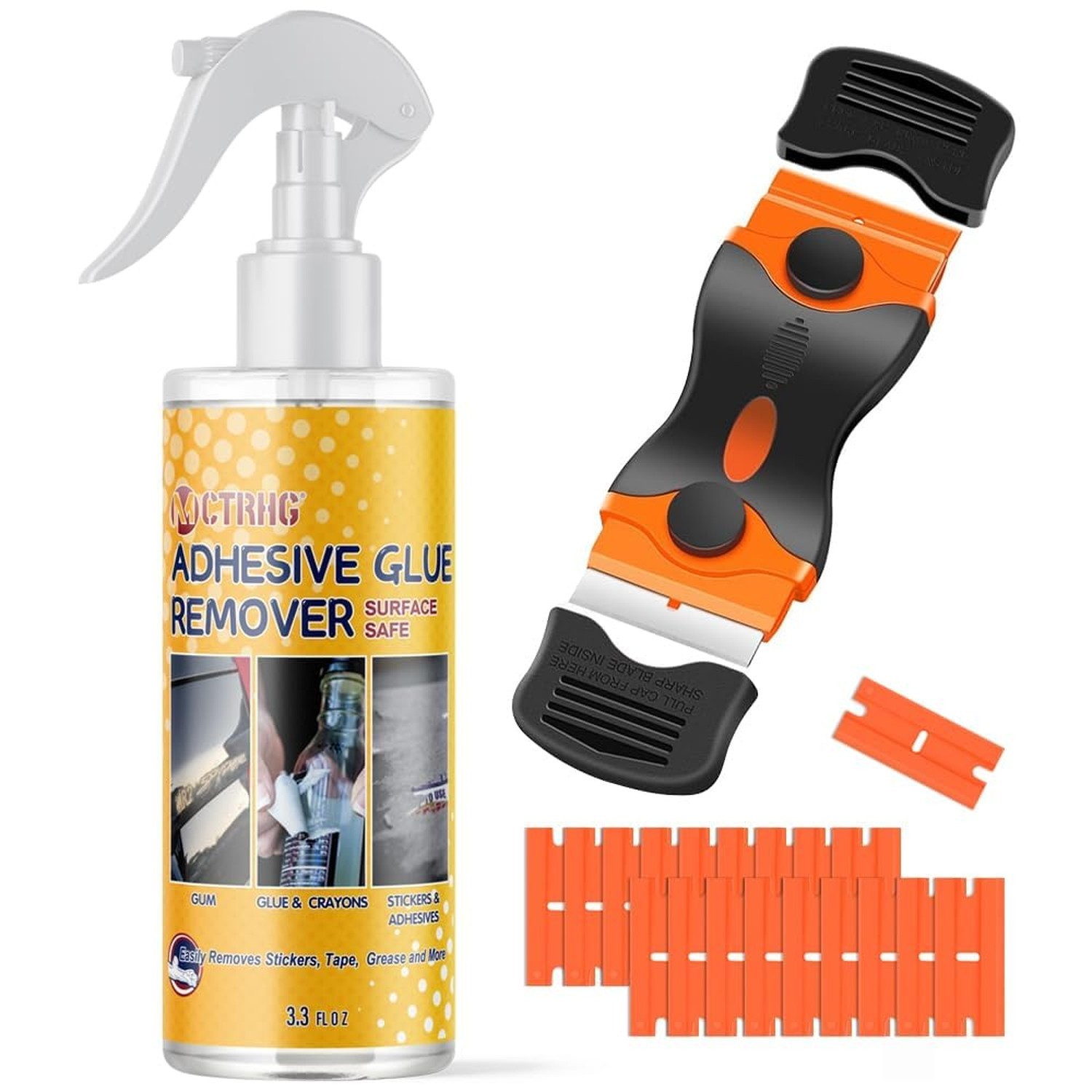 Adhesive Remover, 3.3 fl.oz Sticker Remover Spray for Labels, Glue Remover wi…