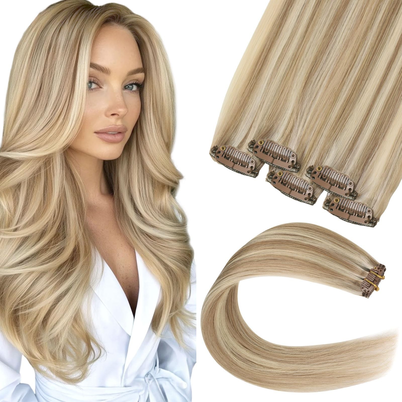 Mei Yuan Lin Human Hair Clip In Extensions 5Pcs Individual Hair Extensions Real
