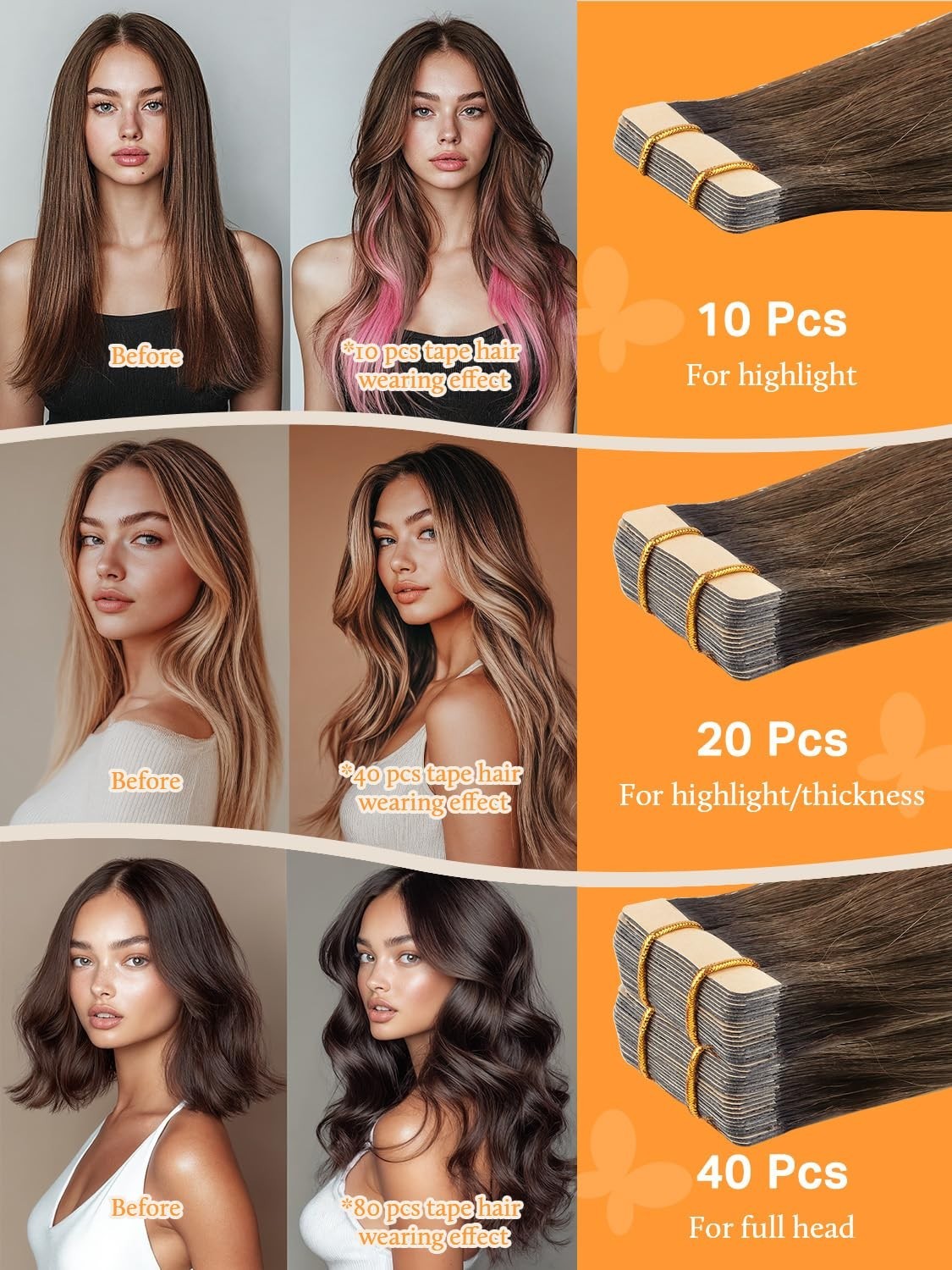 10 Inch Remy Human Hair Tape In Extensions – Dark Brown to Chestnut Brown