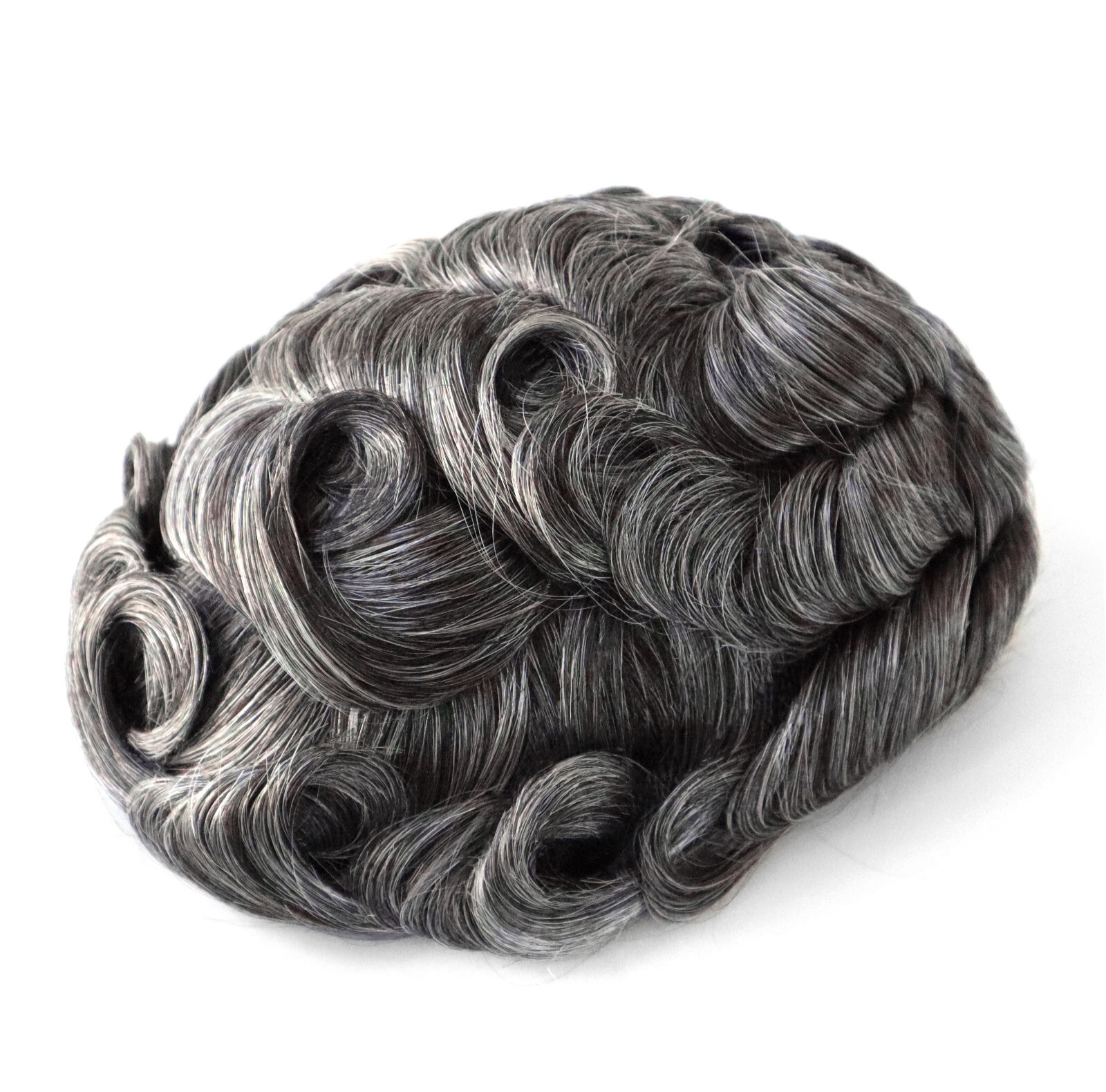 Mens Toupee Human Hair Replacement System Unit 08mm Thin Skin V Hair Piece #1B50