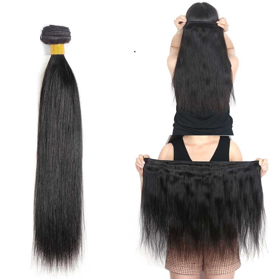 Brazilian Straight off Black #1B 100 Human Hair 1 bundle and 3 bundles deal