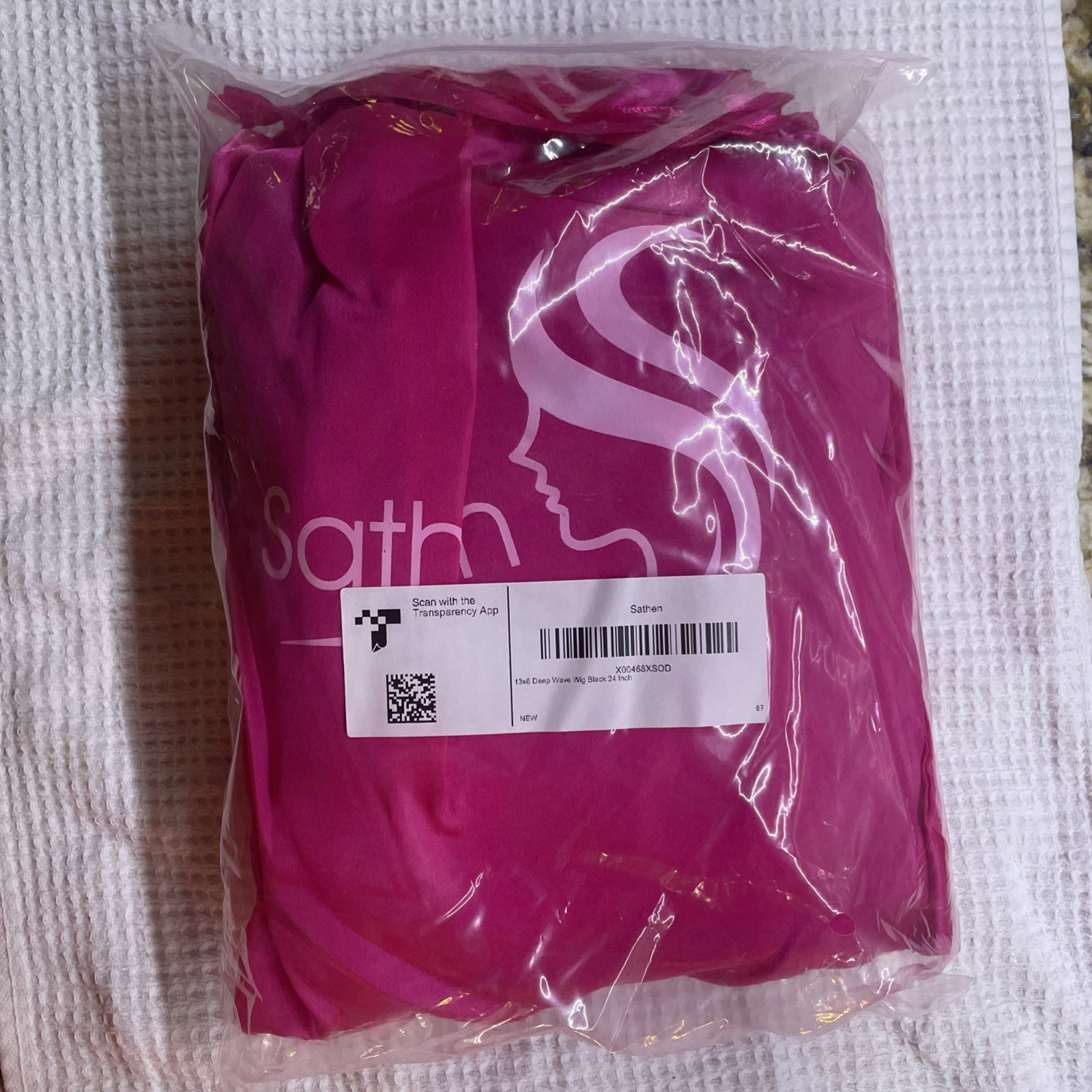 Sathen 13×6 Deep Wave Wig Black 24 Inch Human Hair BRAND NEW IN PACKAGING