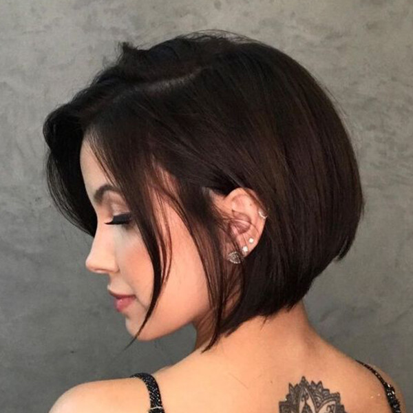 Short Cut 100% Human Hair Wigs L Part Lace Frontal Wig Remy Glueless Soft