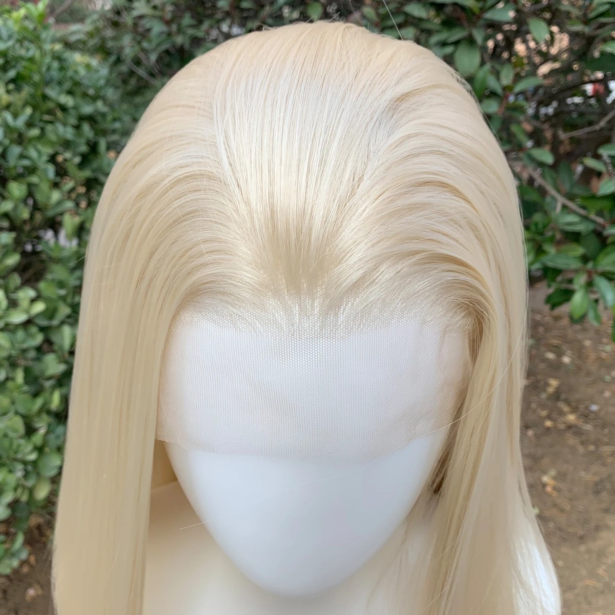 Lace Frontal Wig Bleach blonde Pre Plucked Long Straight Synthetic Hair