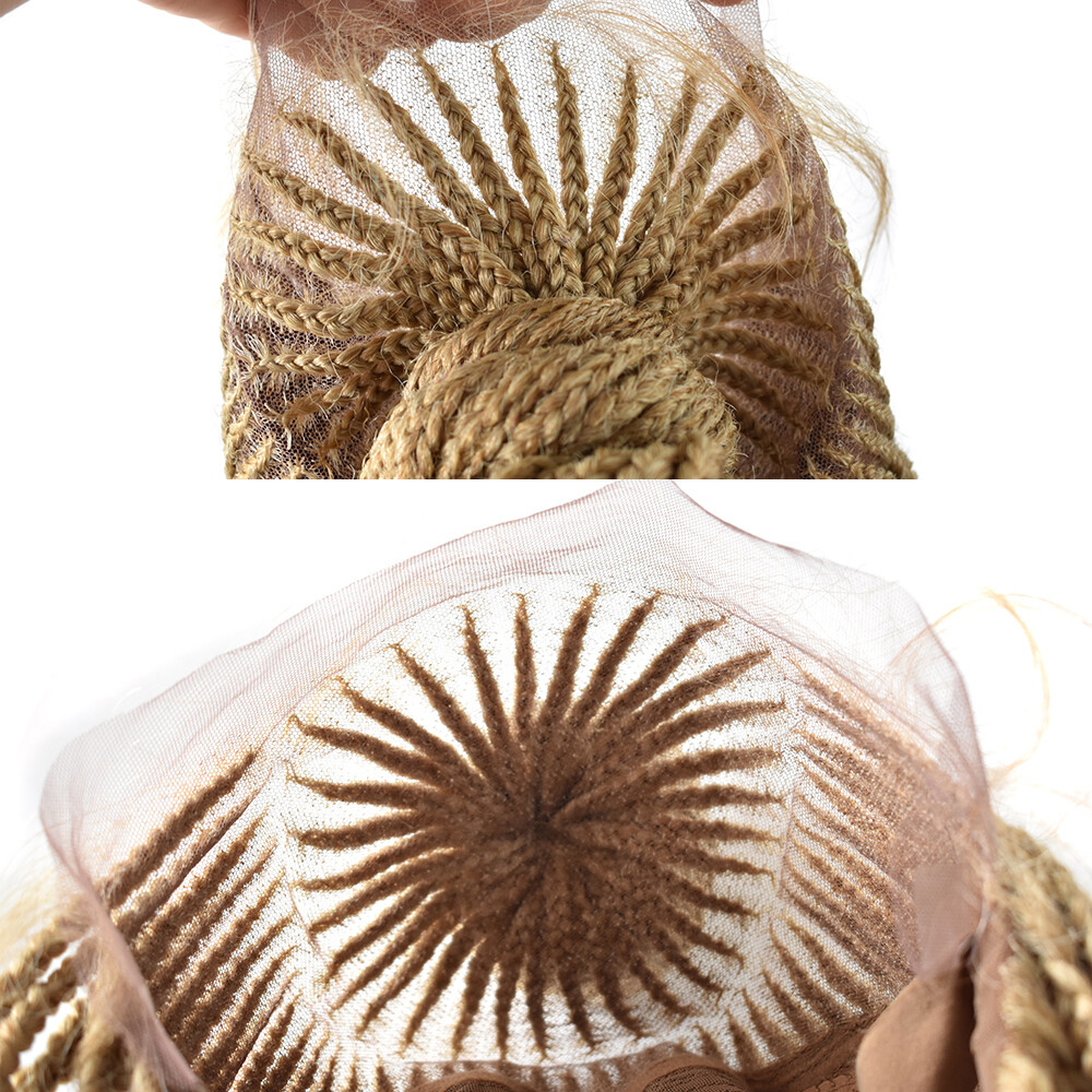 Hand Braided Swiss Lace Front Updo Bun Cornrow Braids Women Wigs Baby Hair 35″