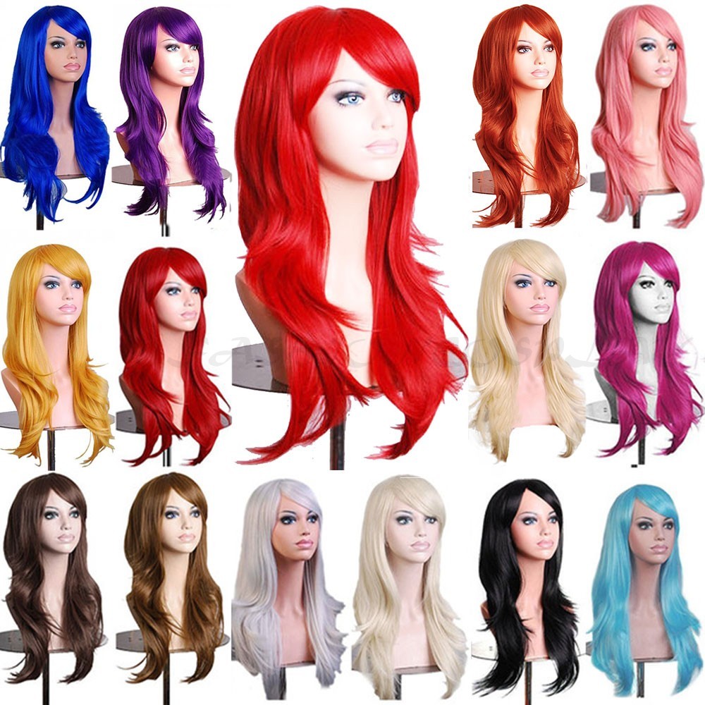 Fashion Cosplay Hair Wig Women Long Straight Curly Party Anime Costume Full Wigs
