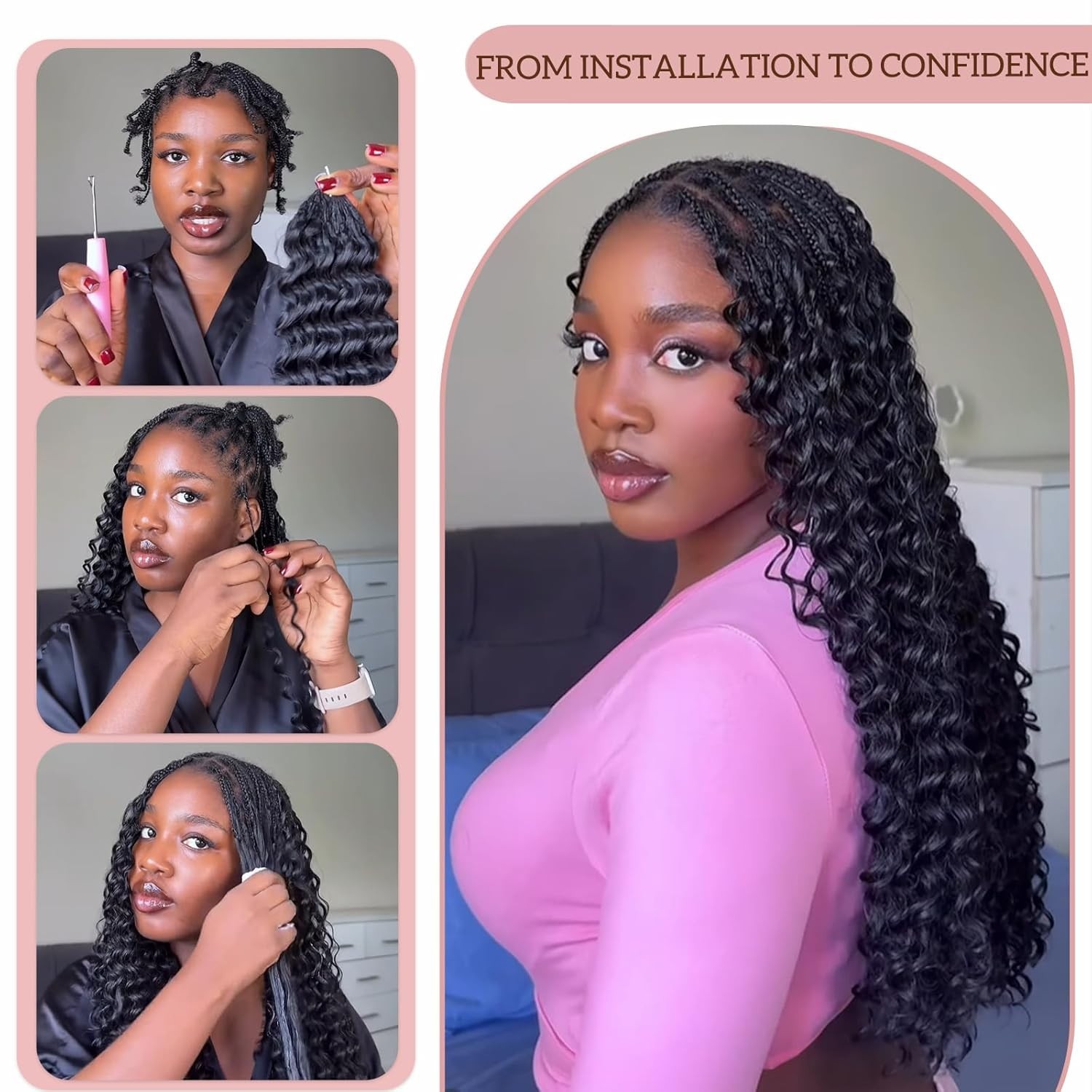 18″ 100 Strands Feather Crochet Hair, Miracle Knots, Deep Wave, FREE SHIP!