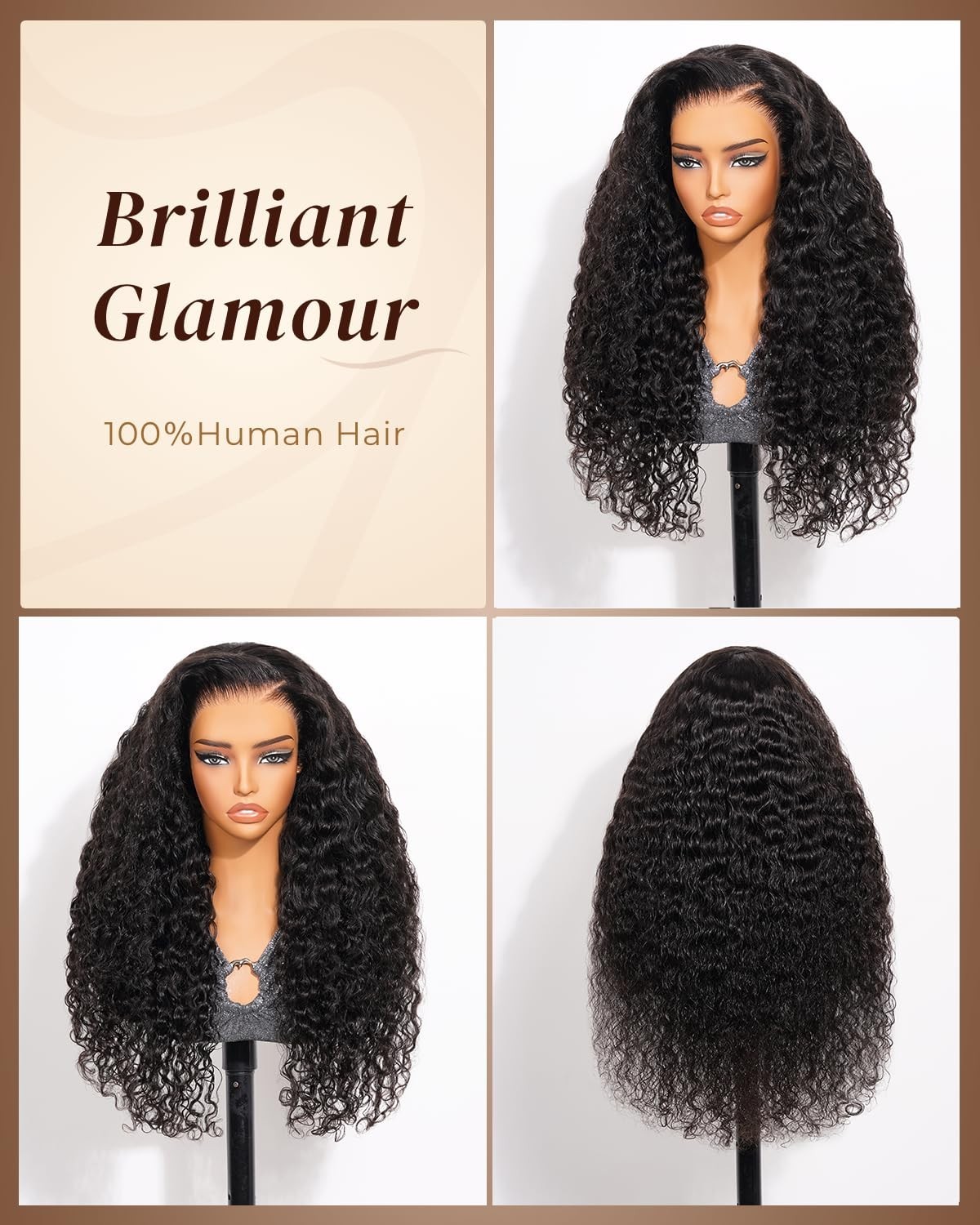 13×6 Deep Wave Lace Front Wig – 210% Density, Glueless, Pre-Plucked, 30″ Curly H