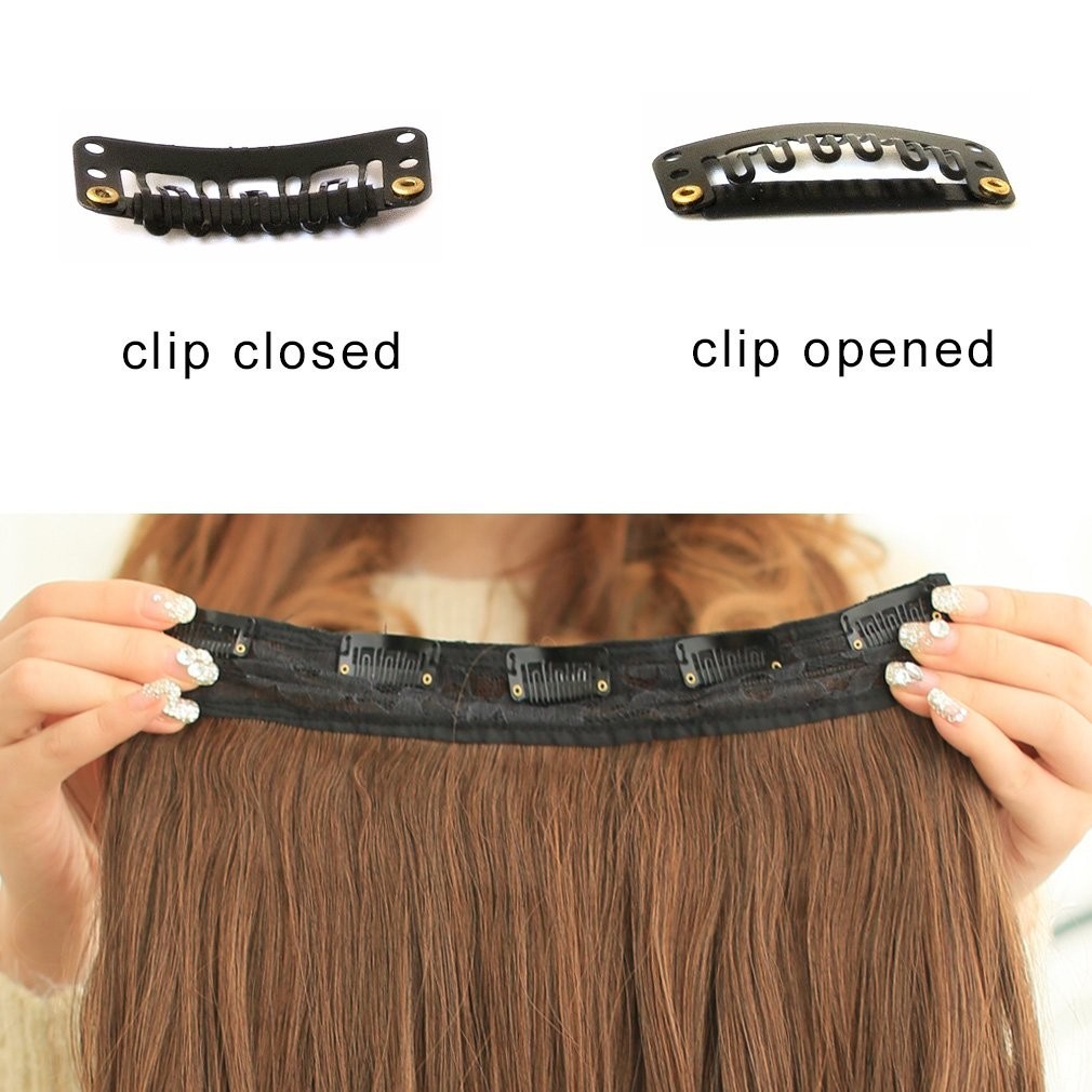 18″ 1-Pack 3/4 Full Head Curly Wavy Clips in on Synthetic Hair Extensions HE0…