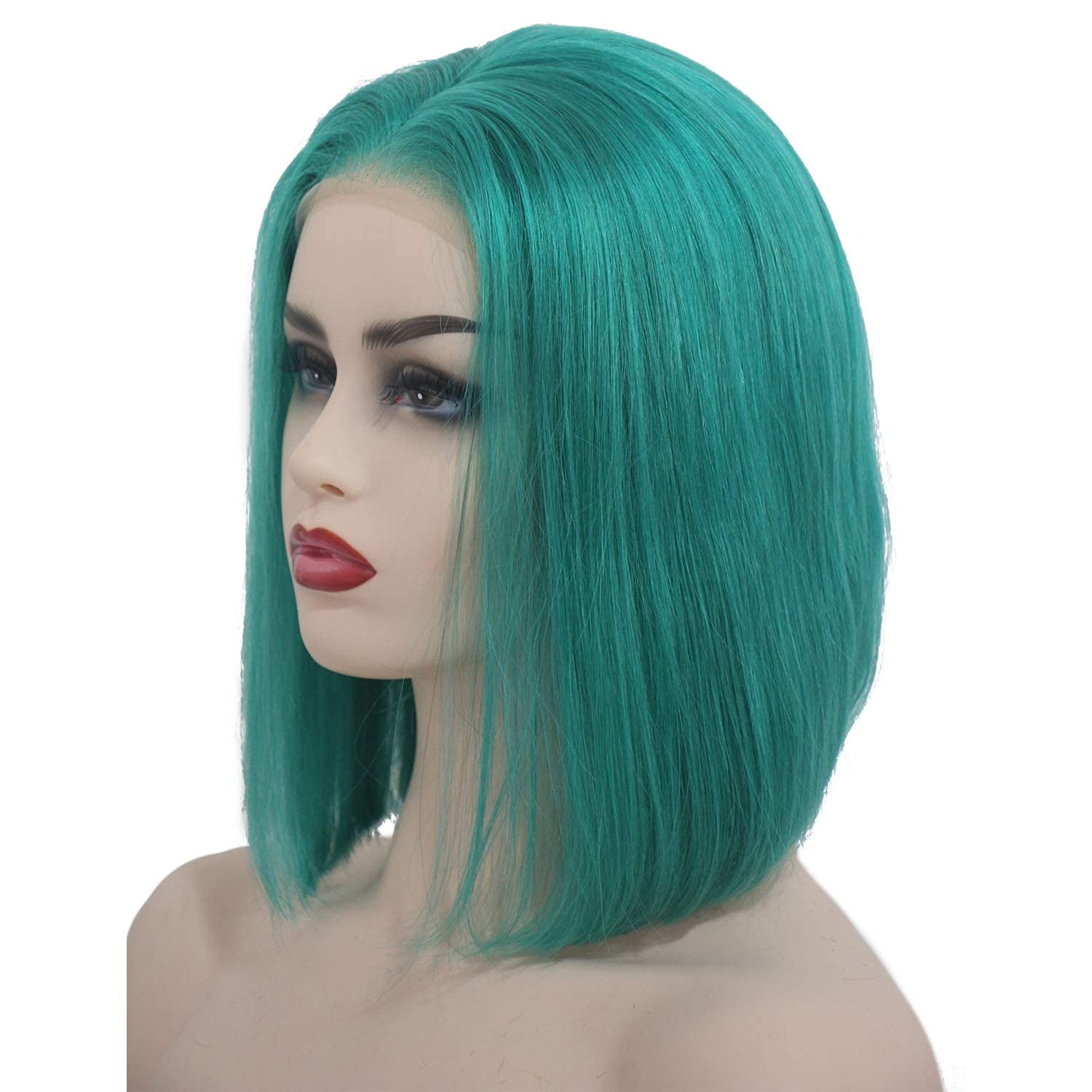 Smartinnov 14Inch Human Hair Lace Front Wigs Bleached Knots 180 Density Silky