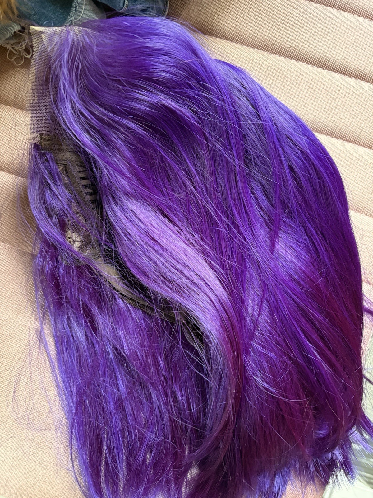 Lot Of 3 Wigs Queen’s Choice Curly And Straight, Blue, Purple, Blonde New