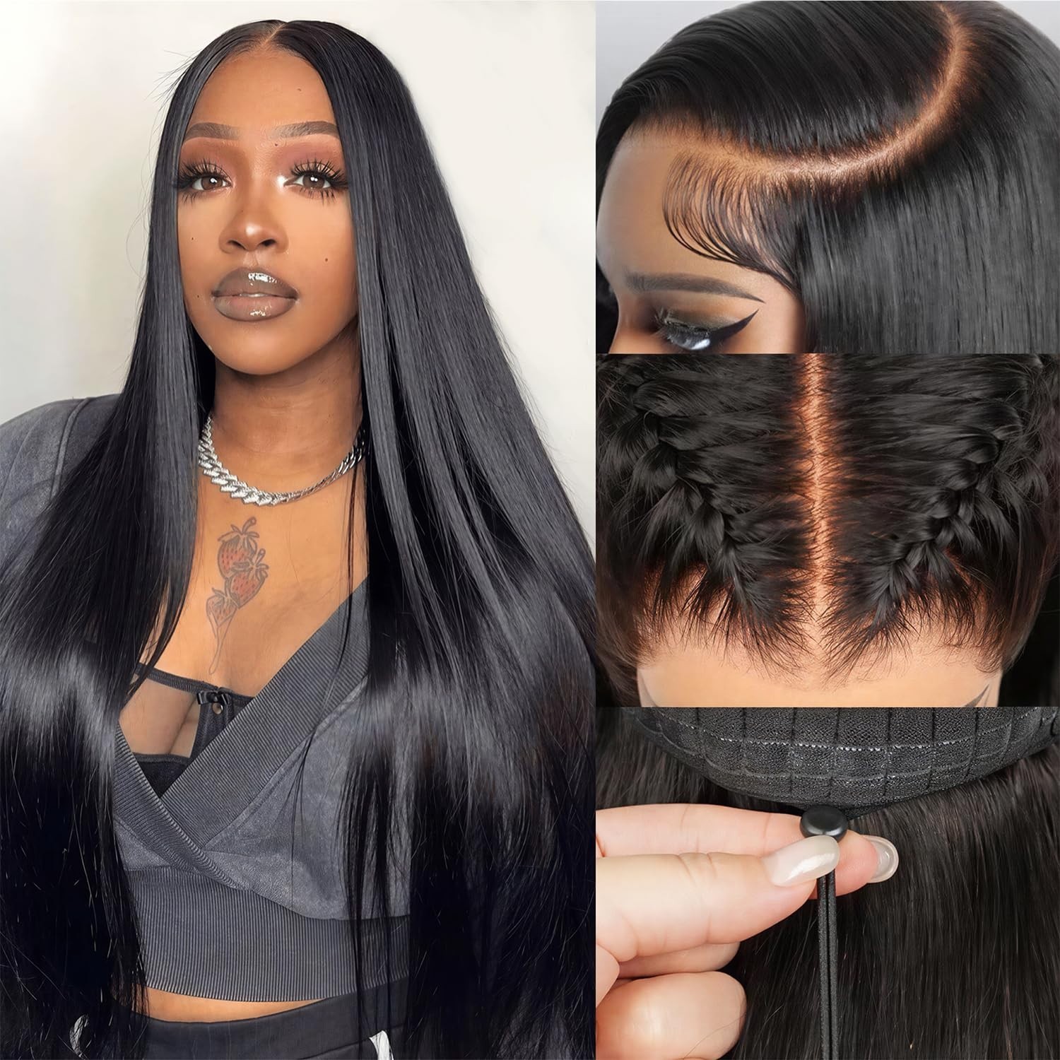 32″ Glueless Human Hair Wig – 200 Density, 5×5 HD Lace Closure, Straight, Pre-Pl