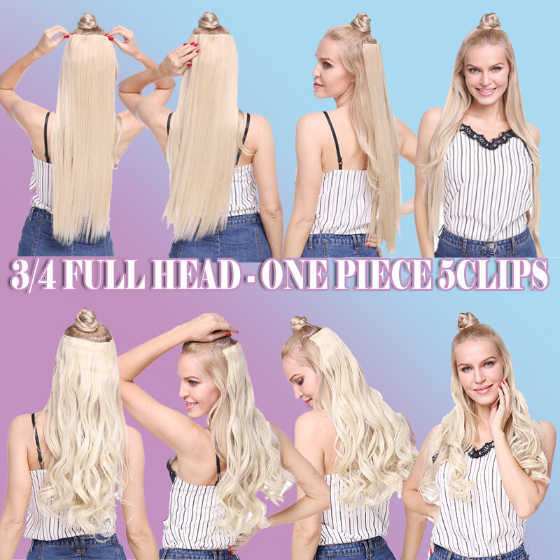 One Piece Clip in Hair Extension 5Clips Full Head Thick as Human Highlight Ombre