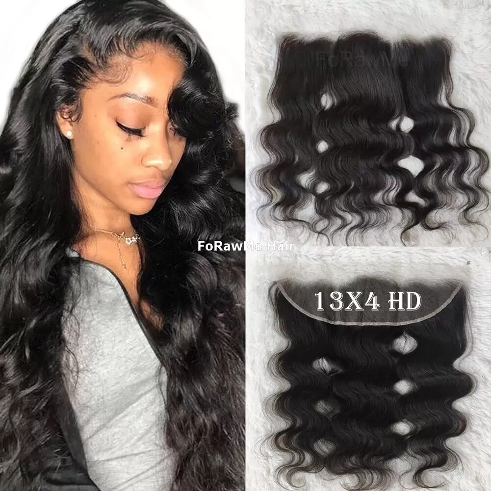12A BRAZILIAN VIRGIN HUMAN HAIR BODY WAVE HD LACE BUNDLES 13X4/13X6 HD COLOR 1B#