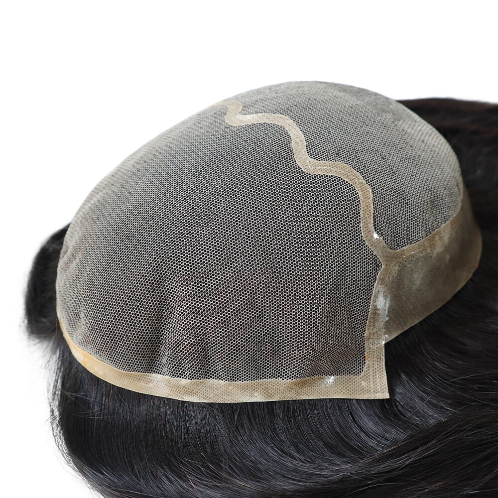 Women Topper Human Hair Toppers Lace Poly Skin Black Hair Pieces 8×10 TP38