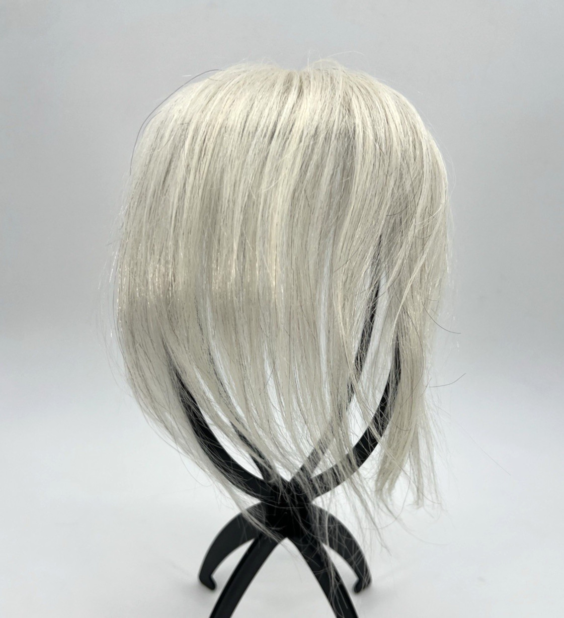 White w/ Black Strands 100% Real Human Side Bang 10in Hair Topper