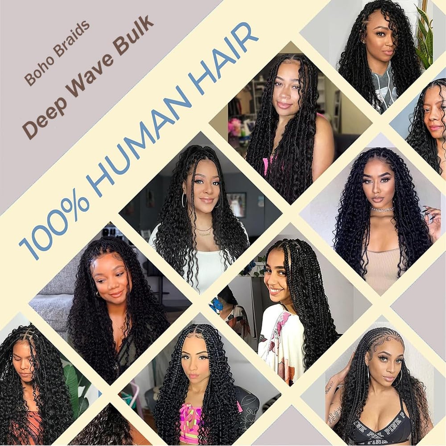 Human Braiding Hair for Boho Braids Human Hair 100g 2 Bundles Deep … Fast Ship