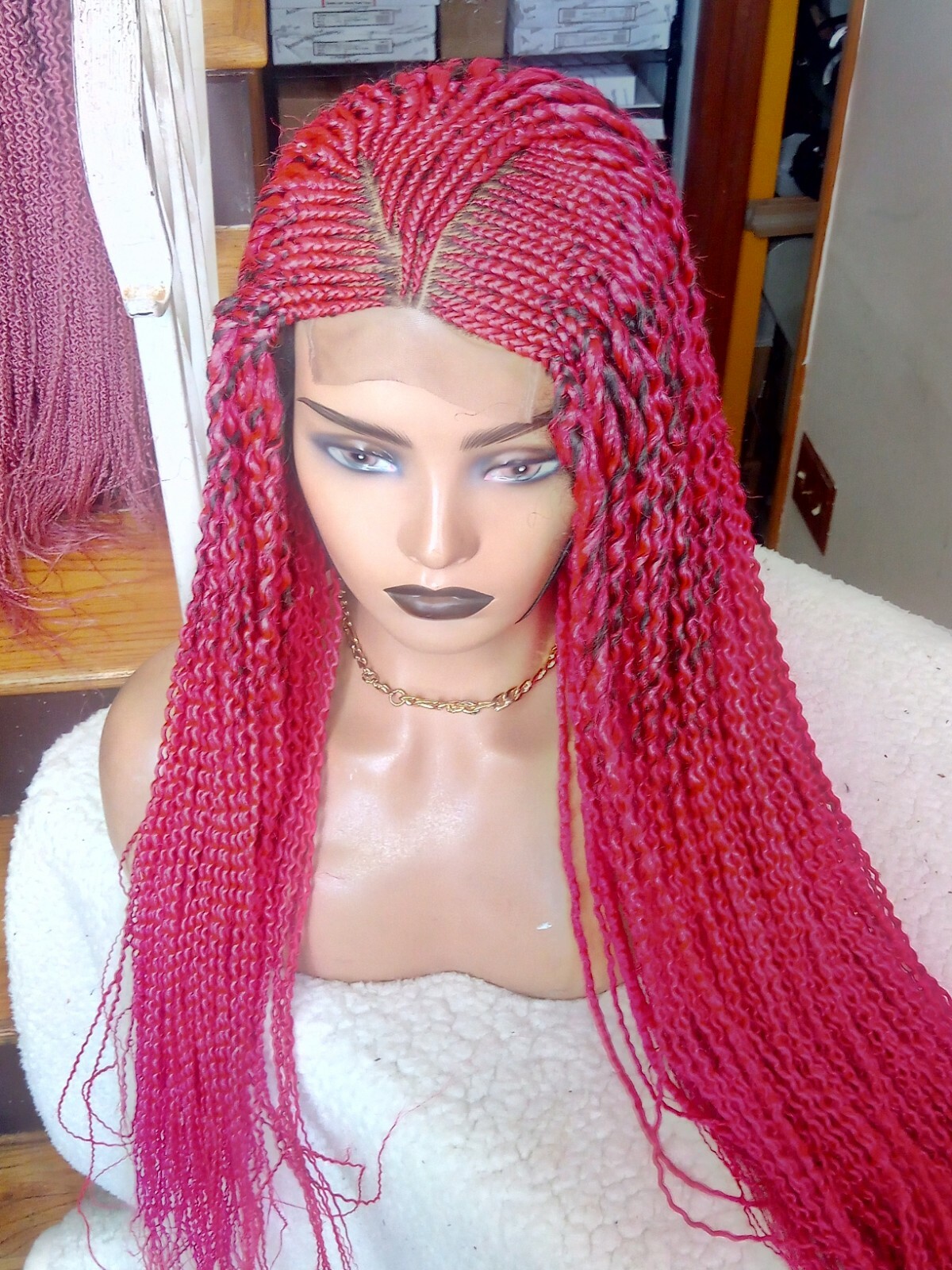AFRICAN BRAIDED WATERMELON WIG 40″ (AVAILABLE COL BLUE)