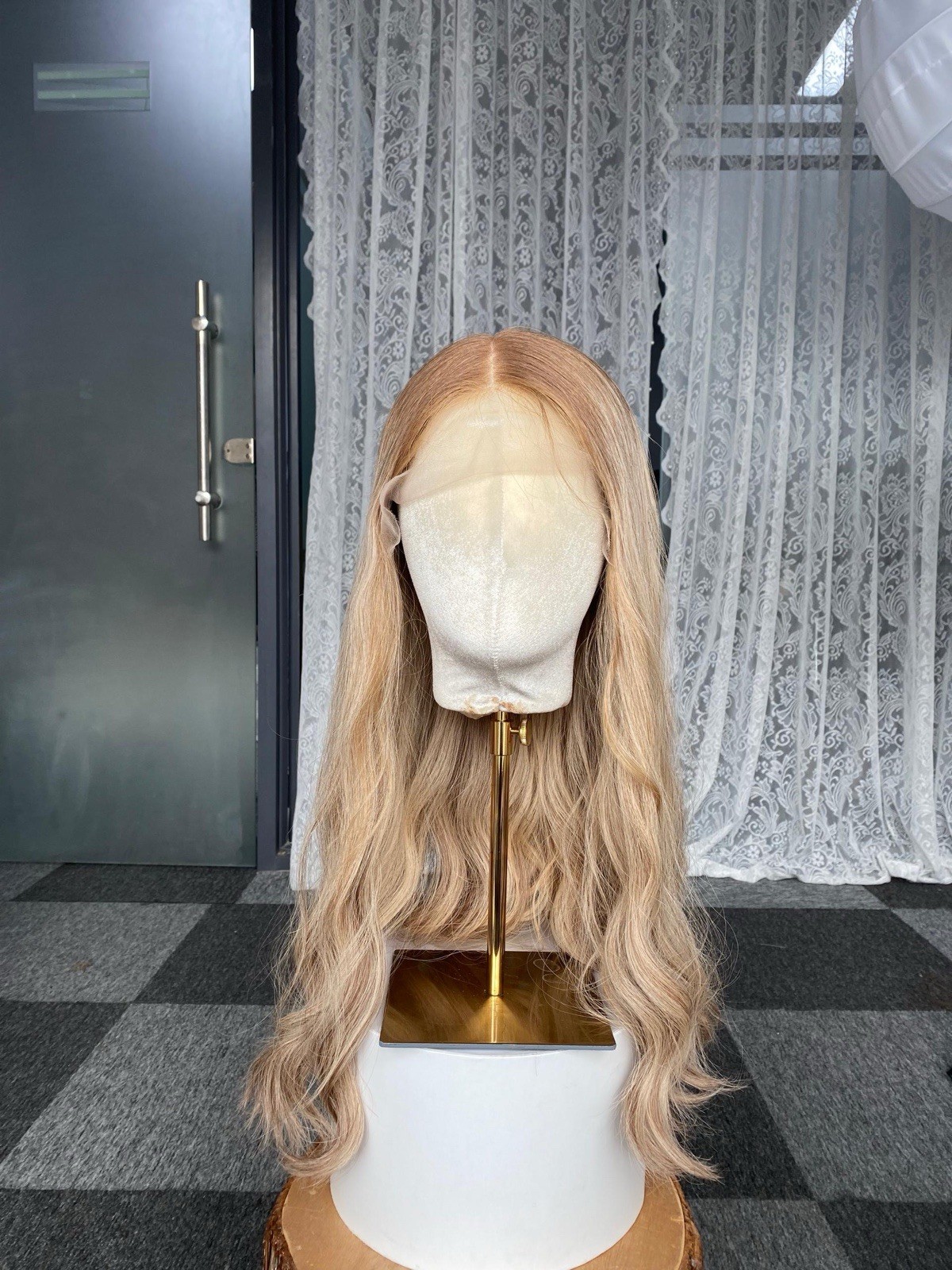 Lace Top Human Hair Wig Sheitel– 25” | Slight Layer | Color 6/613 | Medium Cap