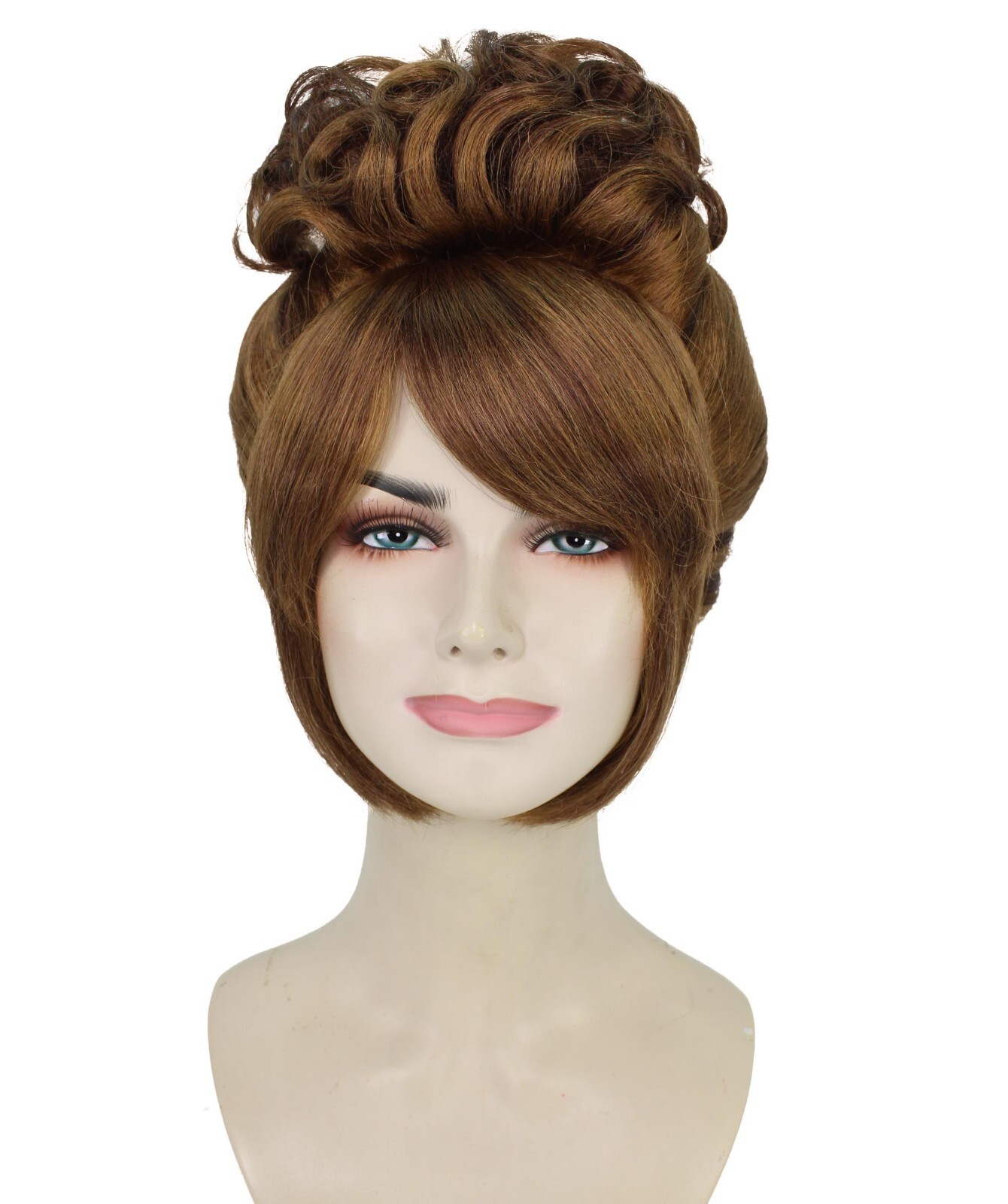 HPO Adult Women’s Dark Brown Beehive Wig with Light Brown Highlights,HW-7157
