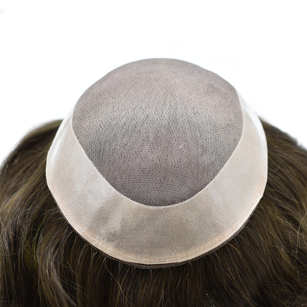 Mens Human Hair Replacement System Hairpiece Fine Mono Poly Skin Toupee