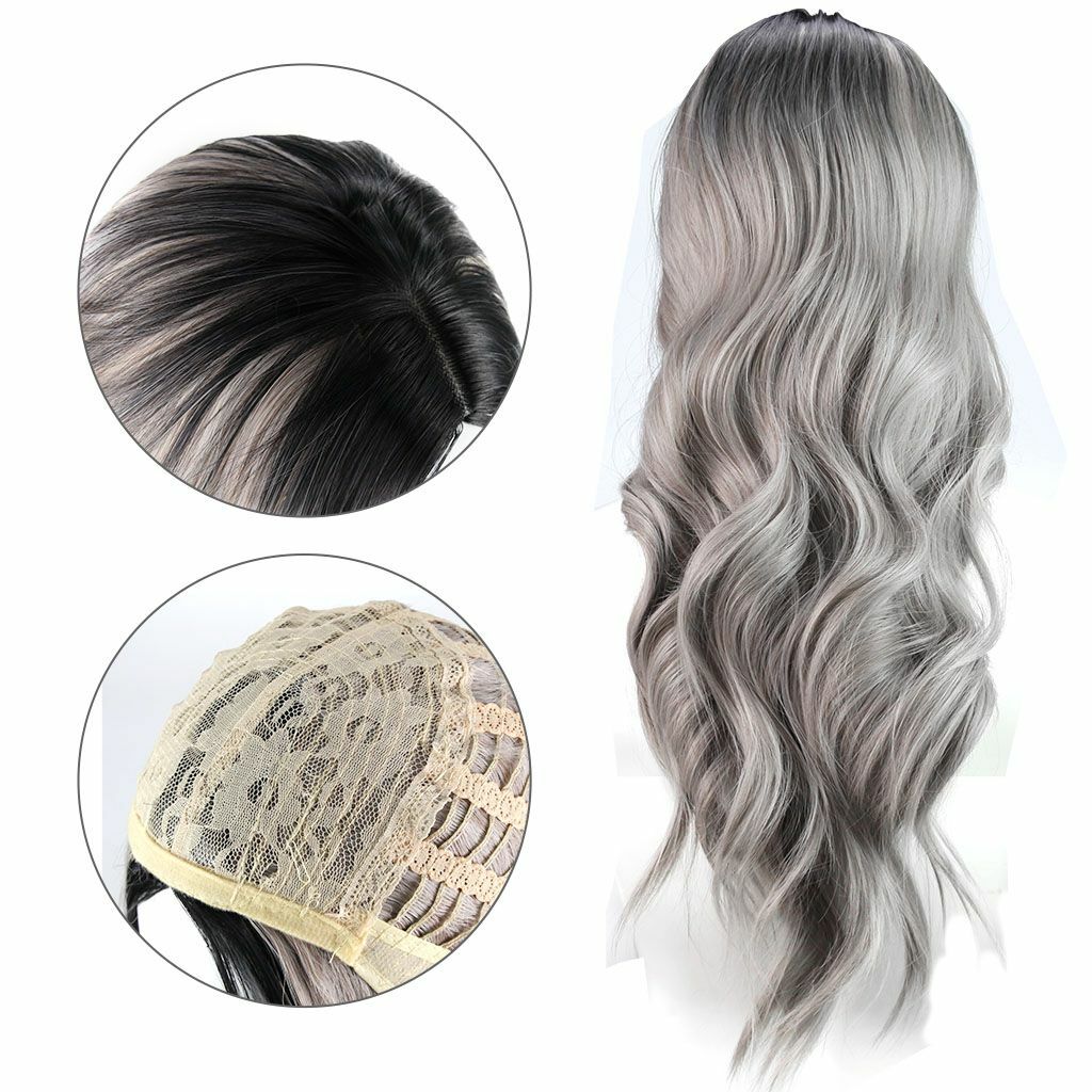 Fashion Long Curly Glueless Wigs Women Ombre Human Hair Front Charm Party Wig