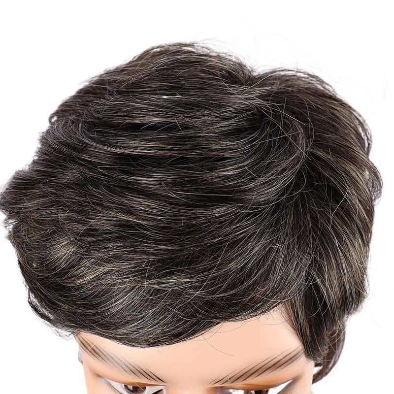 Men’s 6in Short Brown Wig Full Heat Resistant Synthetic Cosplay Halloween Party