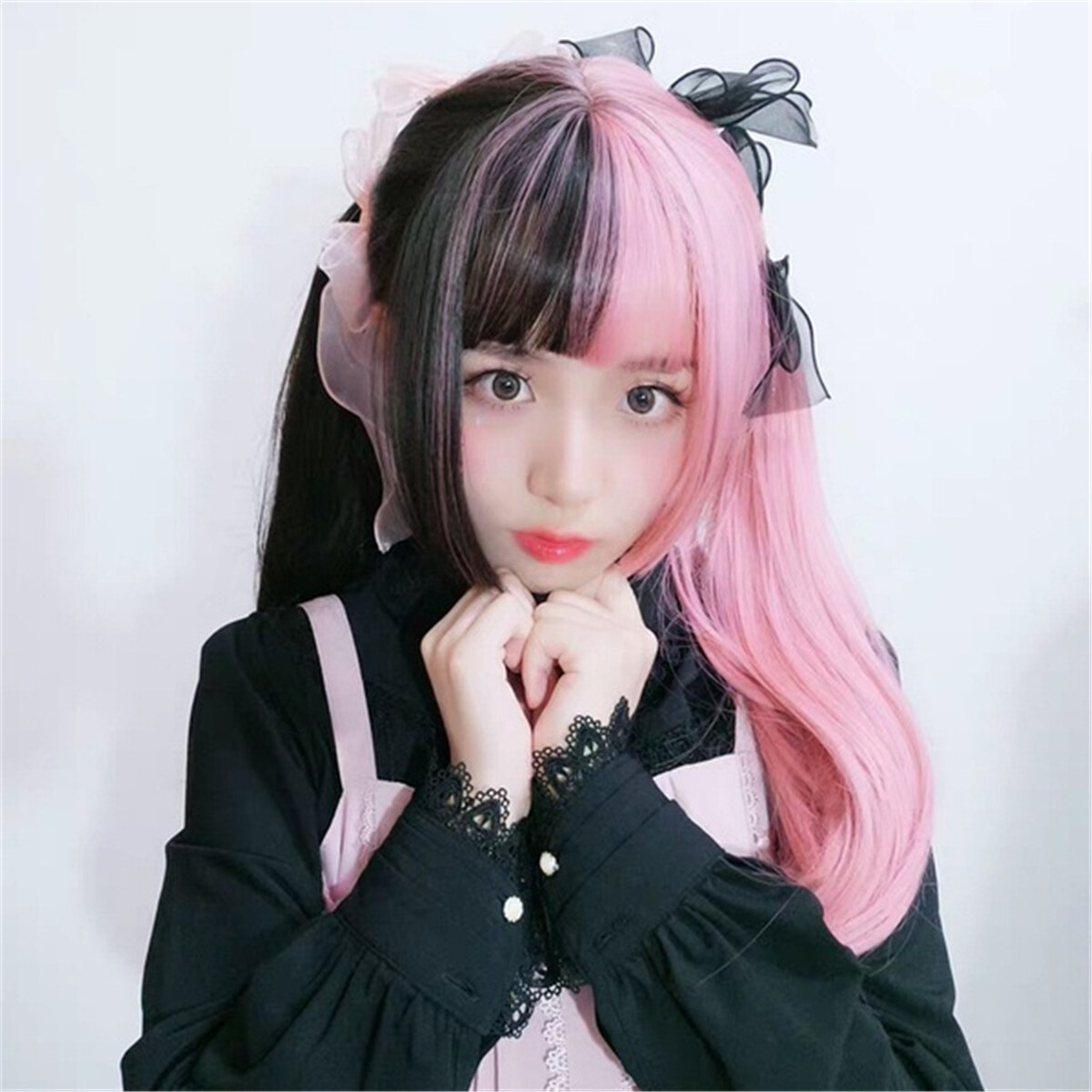 Two-tone Long Straight Hair Japanese Harajuku Wig Lolita Princess Kawaii Woman’s