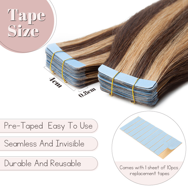 Invisible Tape in Real Human Remy Hair Extensions Skin Weft Blonde Russian Hair