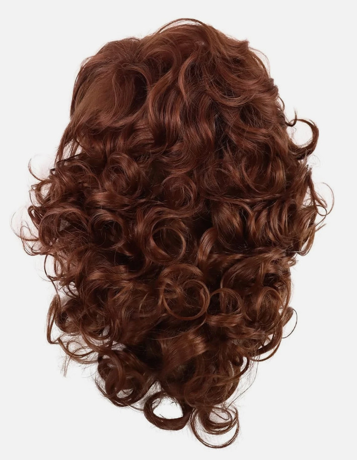 Shoulder Length Wigs for Women Auburn Curly Wig with Bangs