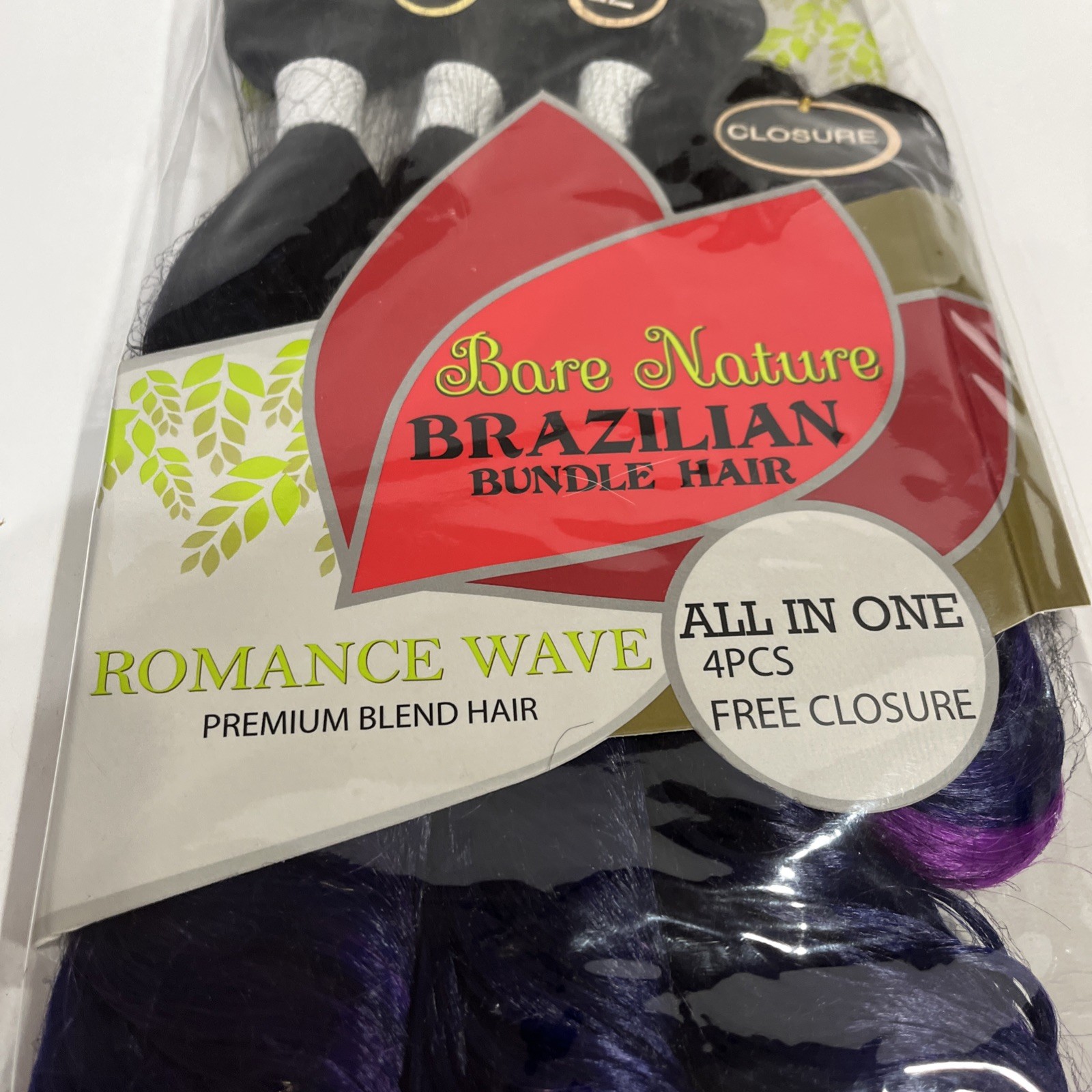 New York Queen Bare Nature Brazillian Bundle Hair Romance Wave Blue&Purple 4 PCS