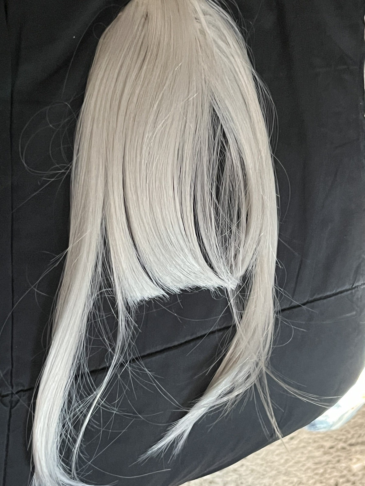 Grey hair Bangs Clip in on Fringe Hair Extensions As Front Hairpiece plus pins