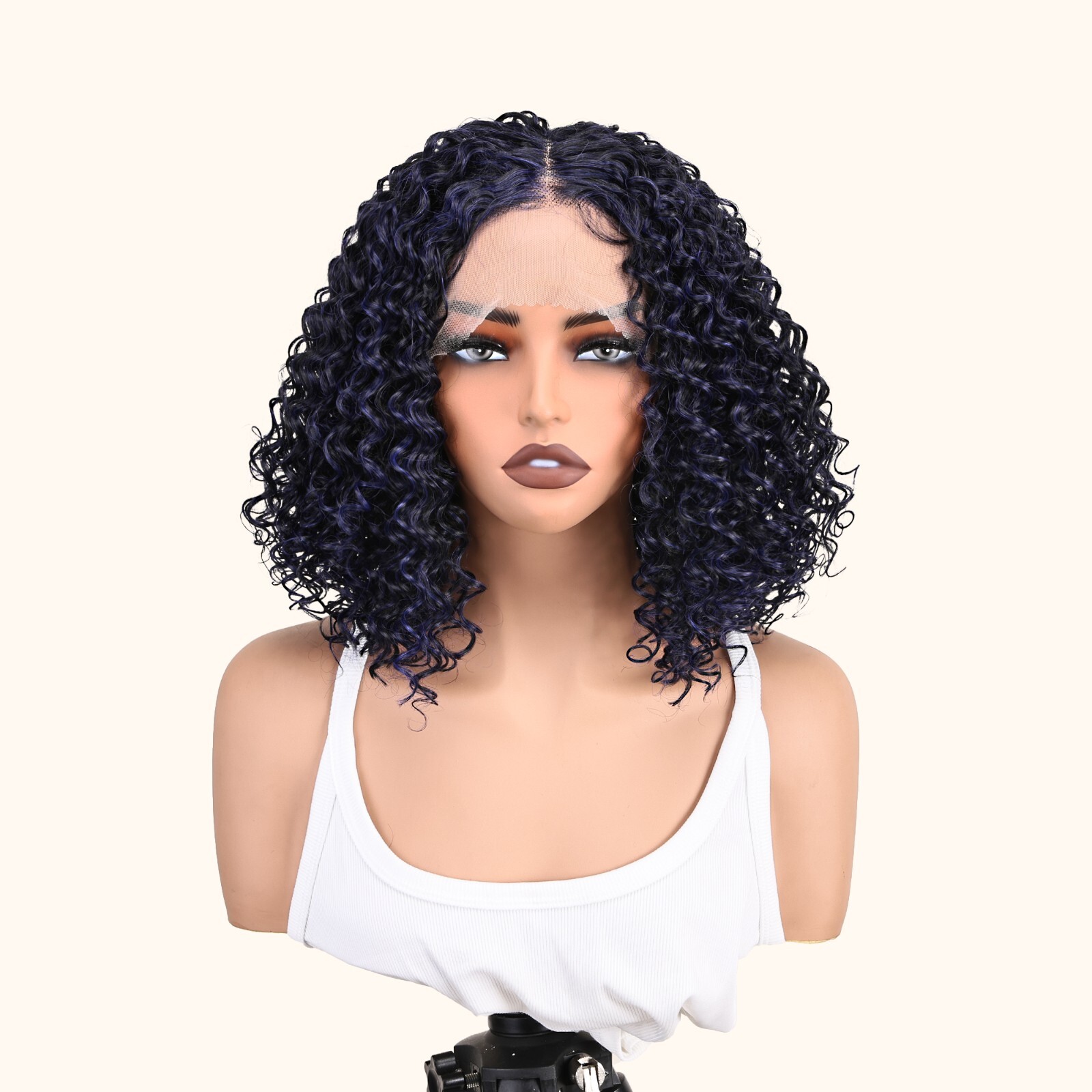 Easy-to-Wear Black Afro Curly Synthetic Wig for Women High-Density