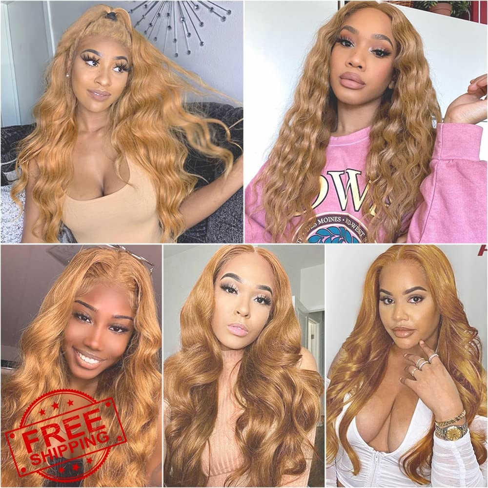 GtaiiReu 32 Inch #27 Honey Blonde Body Wave Human Hair Bundles