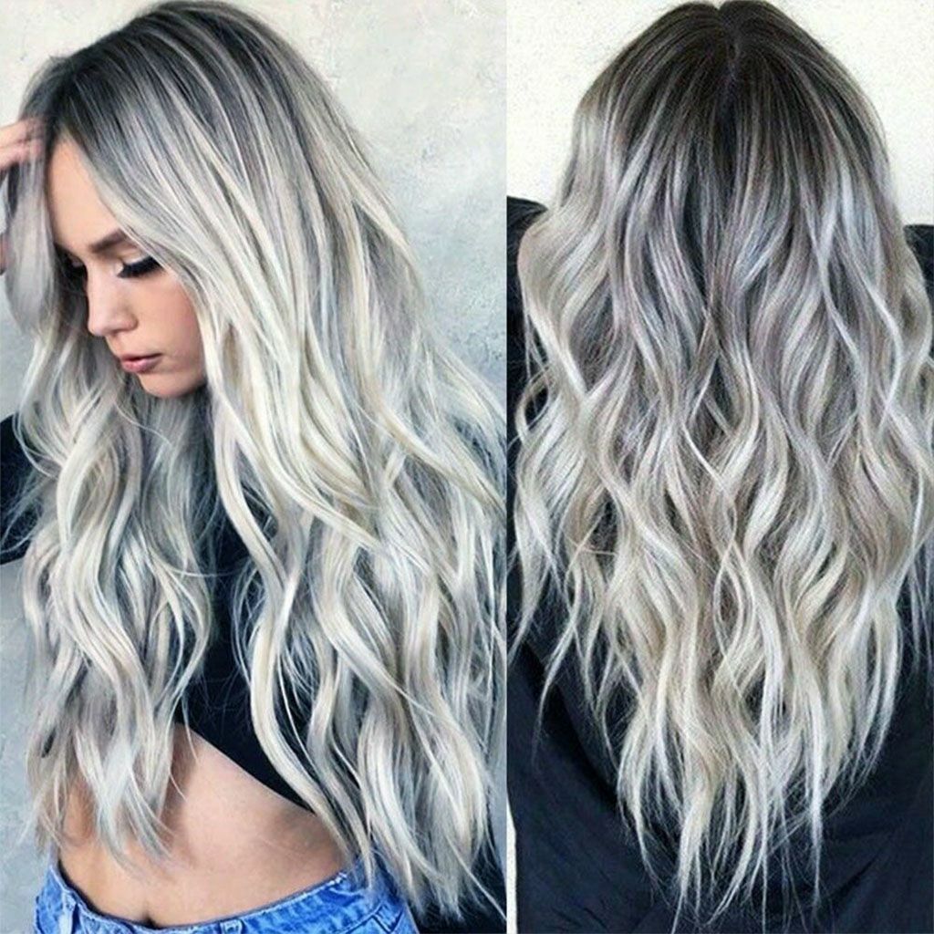 Fashion Long Curly Glueless Wigs Women Ombre Human Hair Front Charm Party Wig