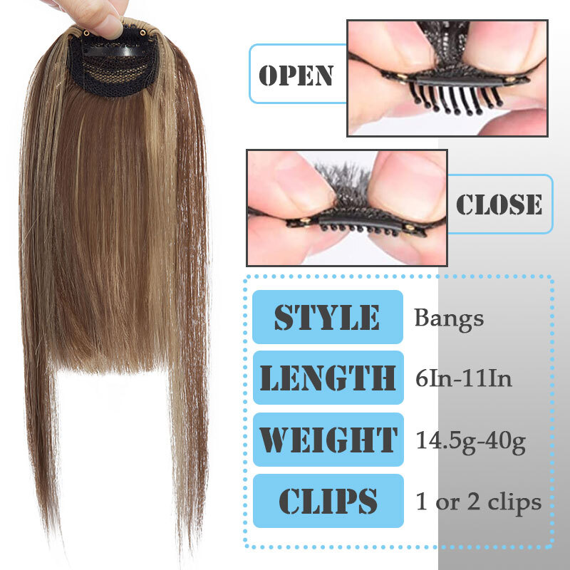 French Fringe Bangs Front Forehead Hairpiece Clip in Hair Extensions As Human