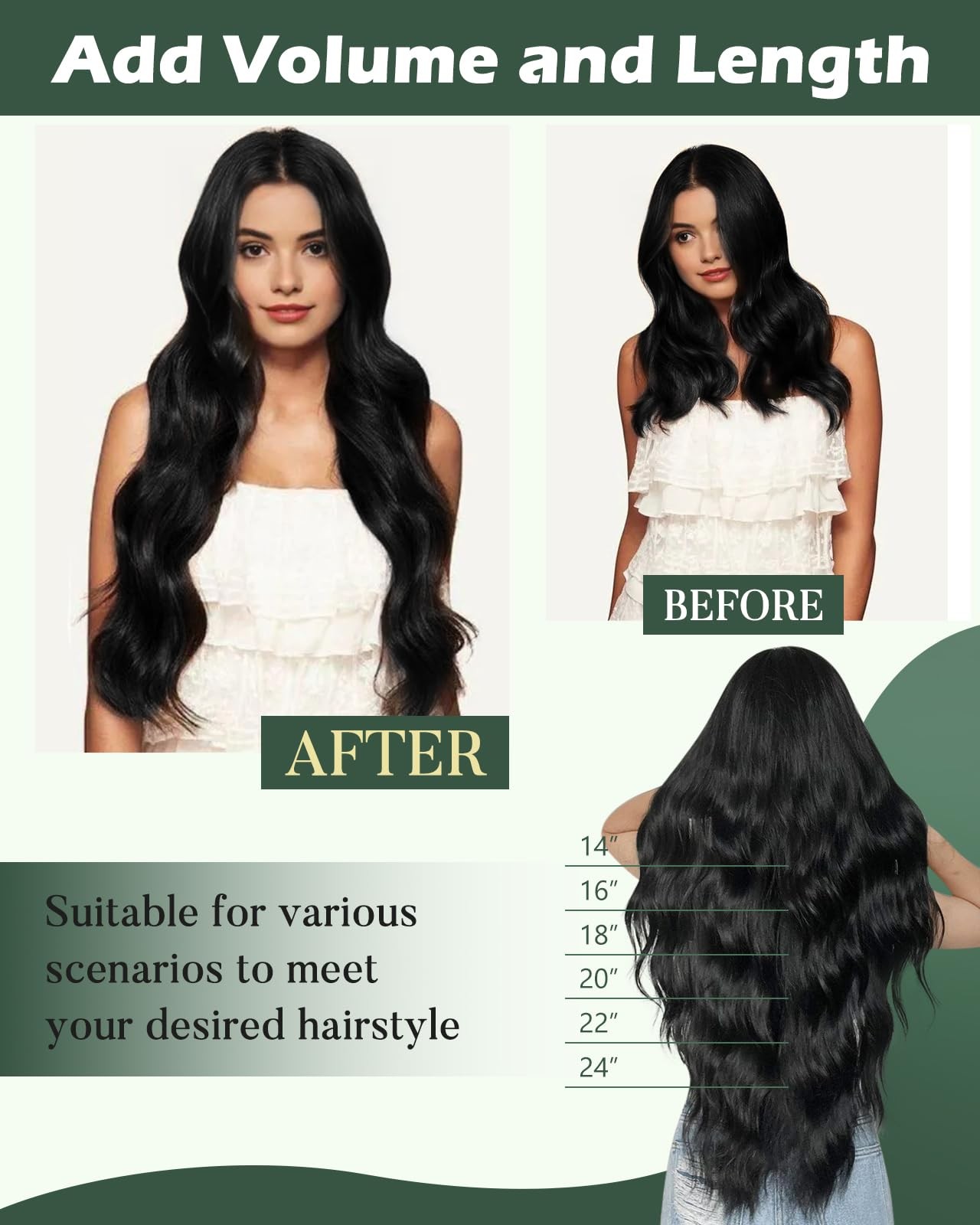 Sew in Hair Extensions Real Human Hair Black, Human Hair Weft Extensions Jet …
