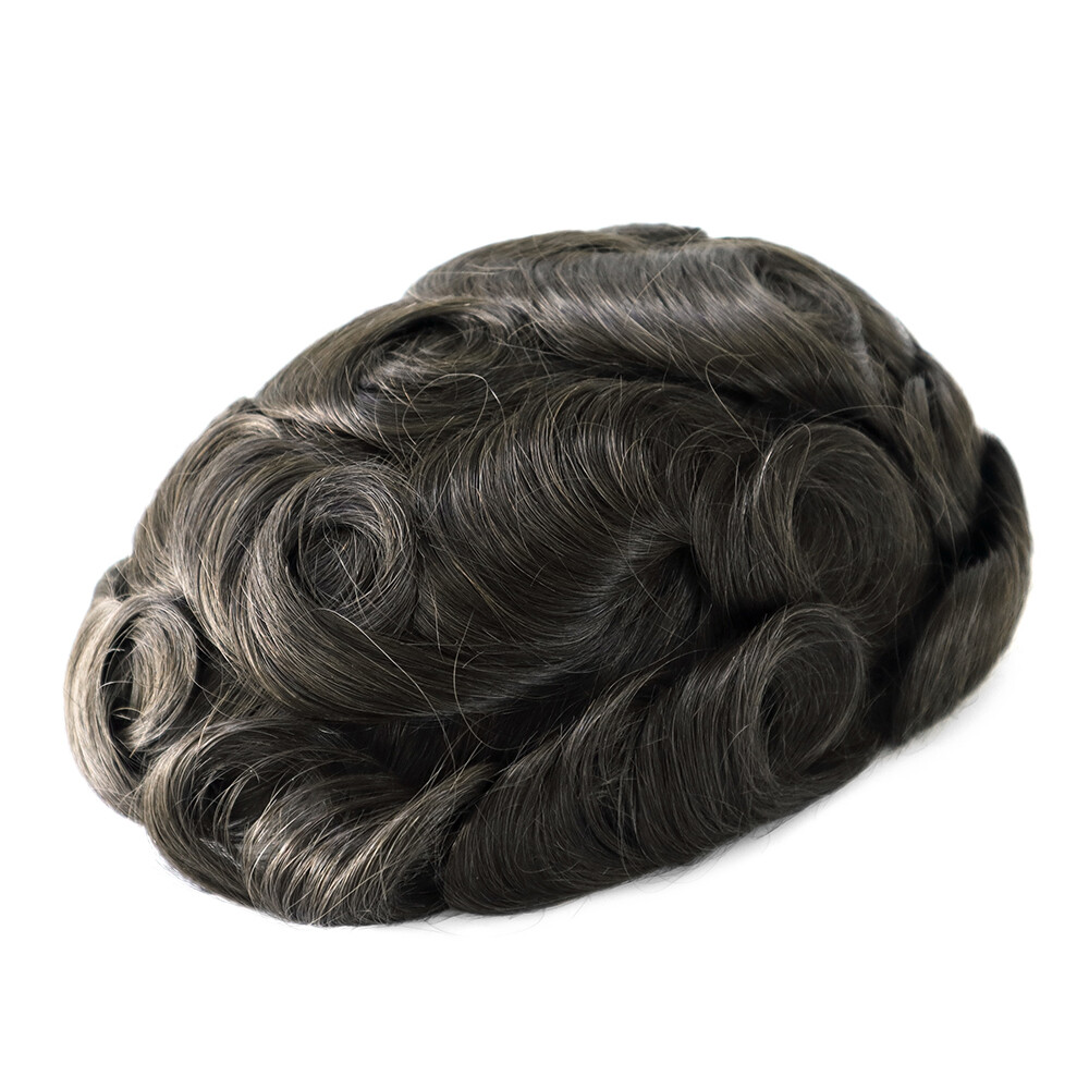 Mens Toupee Real Human Hair Thin Skin Hairpieces Replacement Systems Hair 8X10”