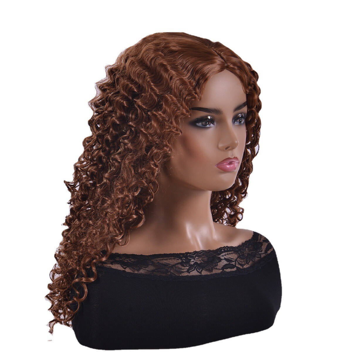 Women’s Curly Wavy Chest Long Wigs Blonde Brown Synthetic Medium length Hair US