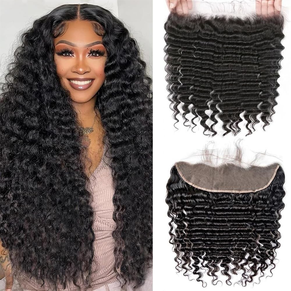 13×4 Lace Frontal Deep Wave 18 Inch 150% Density Unprocessed Brazilian Human Hai