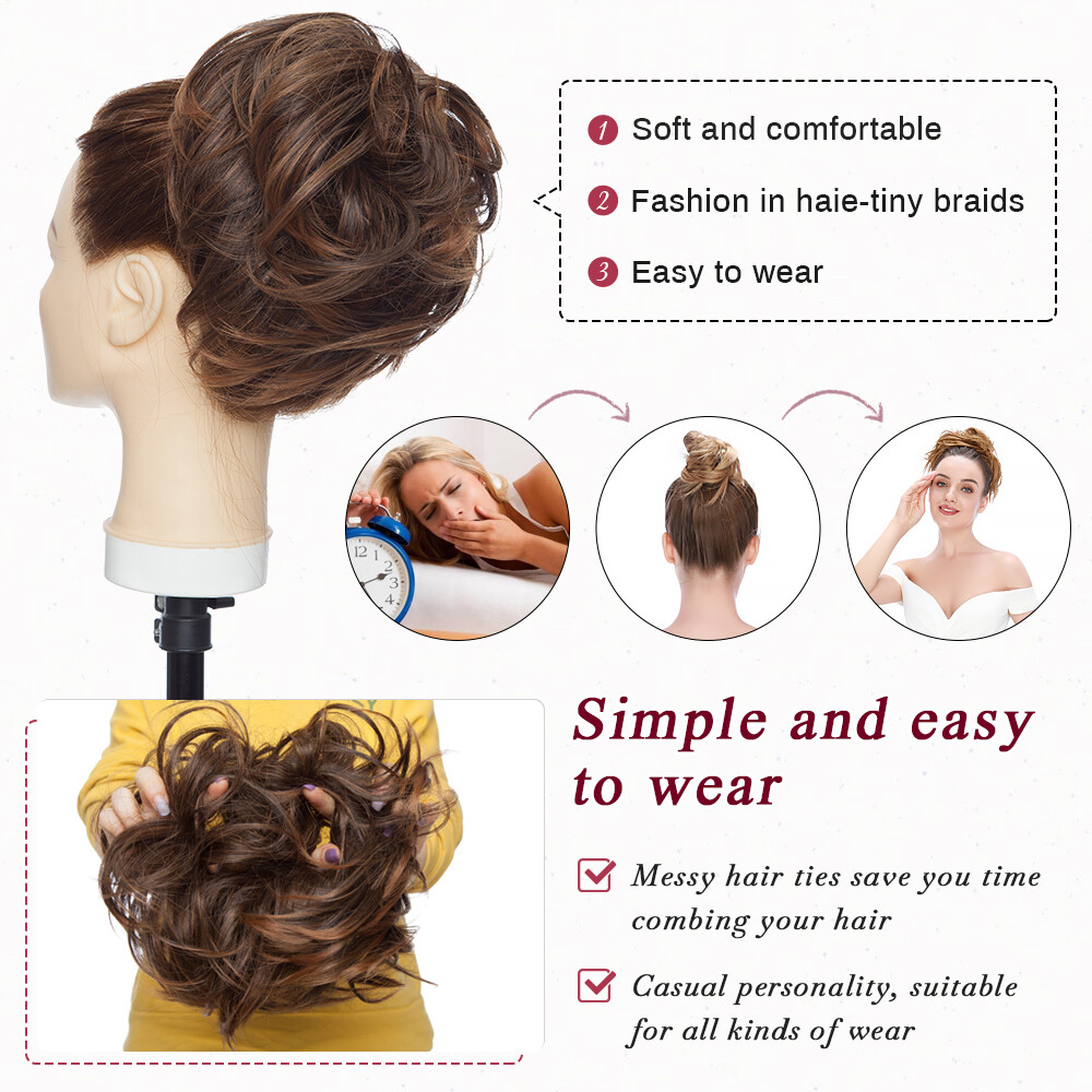 85g Large Curly Scrunchie Messy Bun Hair Piece Updo Ponytail Hair Extension US