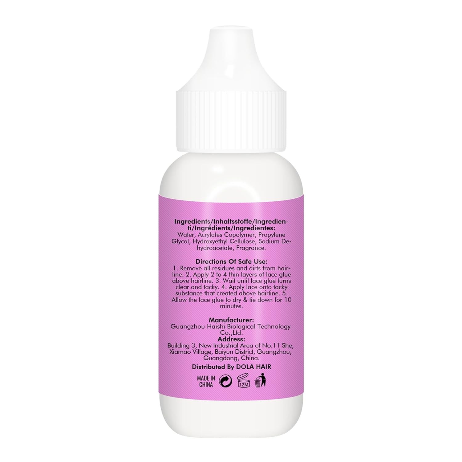 Dolahair Extreme Hold Lace Glue for Wigs, Waterproof, Invisible Bonding, 1.3 Oun