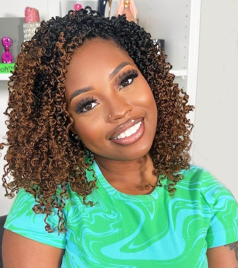 Aksice 10 Inch Yanky Twist Crochet Hair Pre-looped 8 Packs Ombre Brown Spring Tw