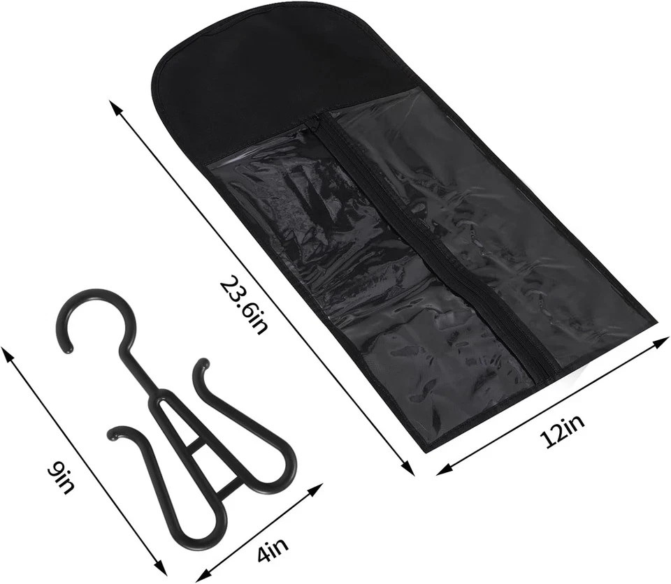 6-Pack Hair Extension Holder – Wig Storage Bags with Hanger for Multiple Wigs, D