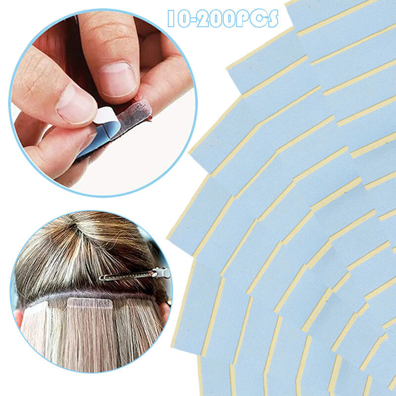 200Pieces Hair Extension Tape Glue Stick Tabs Double Sided Tapes for Replacement