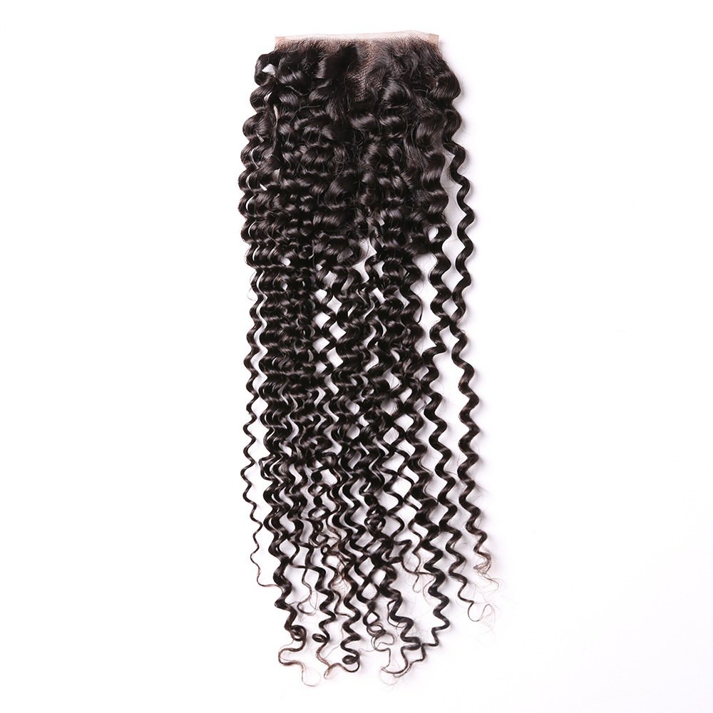 Jerry Curl unprocessed Virgin Human Hair 3 Bundles With 4*4 Lace Closure deal