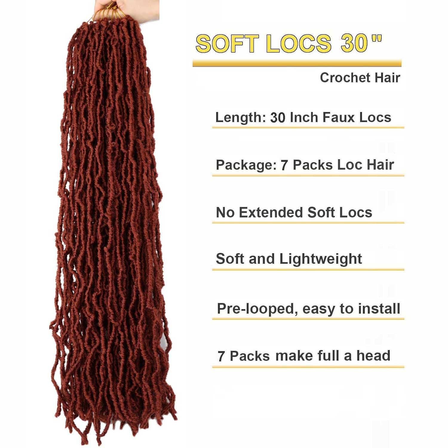 7 Packs 30 Inch Faux Locs Crochet Hair Soft Distressed Butterfly Locs For Women