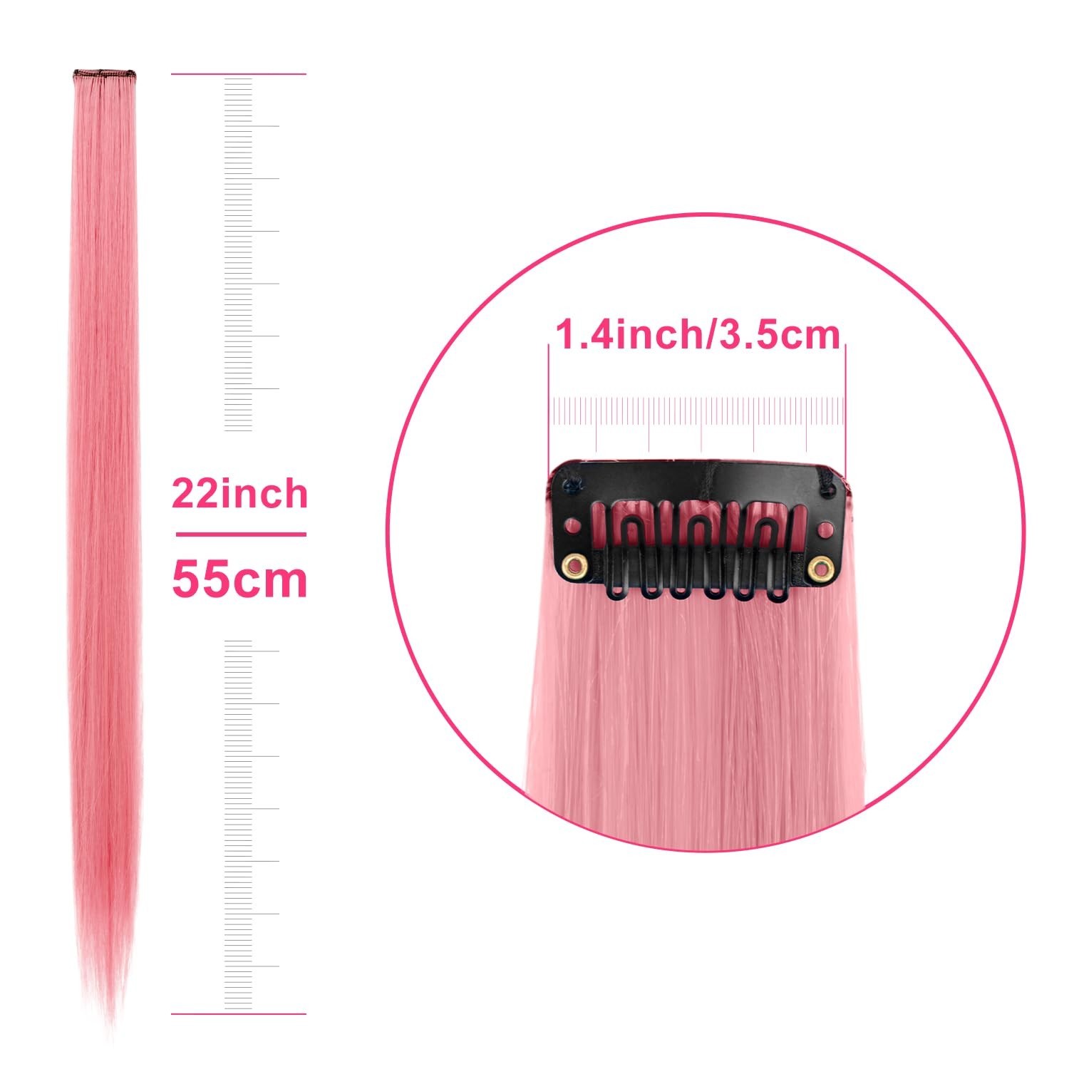 22 Inch Multi-Color Clip-In Synthetic Hair Extensions for Parties & Cosplay