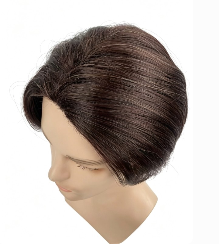 Men Dark Brown Middle Part Short Wig Heat Resistant Synthetic Daily Hair Wig